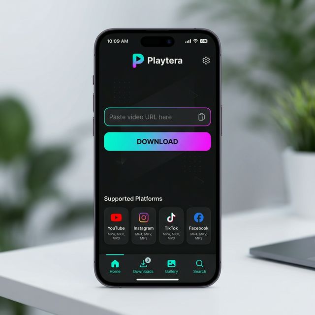 Playtera logo in home interface of Playtera Player App